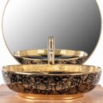 Lavoar pe blat Margot Gold / Black ceramic