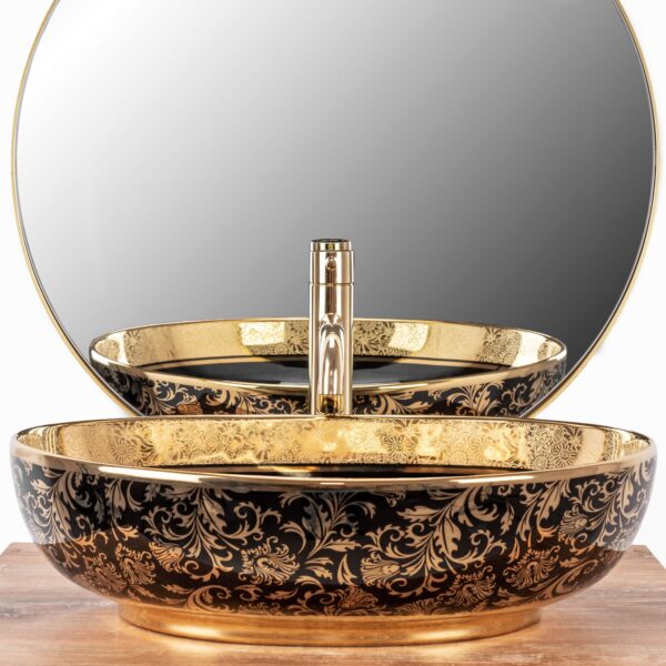 Lavoar pe blat Margot Gold / Black ceramic