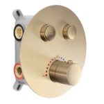 Set de duș incastrat Rea LUNGO Auriu Periat + BOX cu termostat