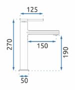 Baterie pentru lavoar REA OVAL CHROM high - imagine 5