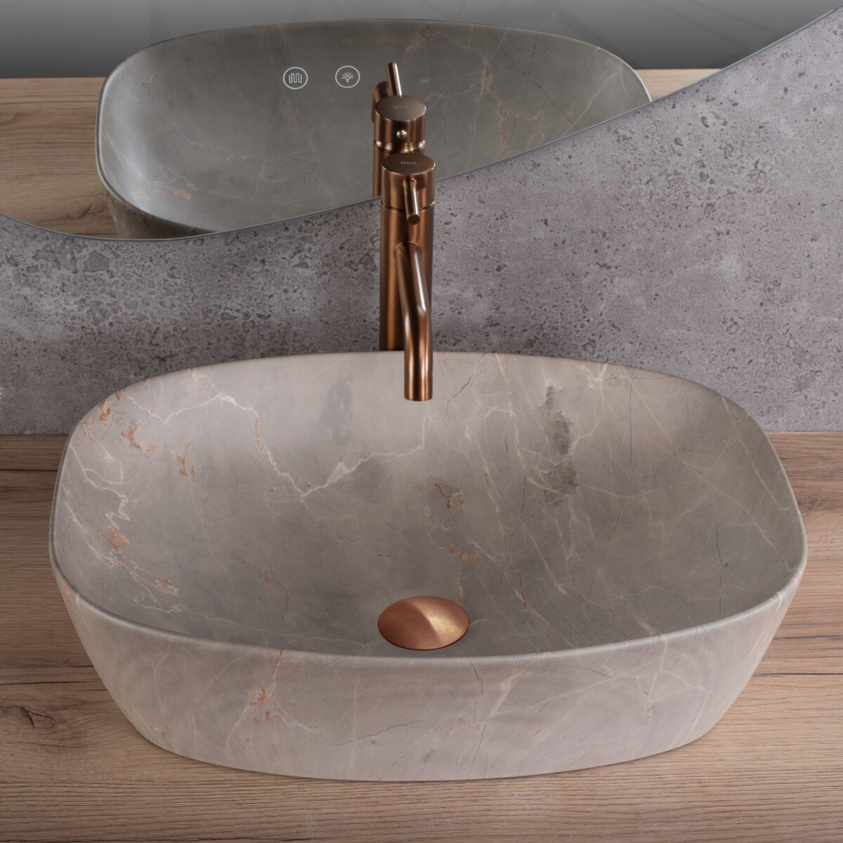 Lavoar pentru blat Rea Freja Beige - imagine 2