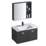 Set mobilier de baie cu lavoar Mario 60cm Grey - imagine 5
