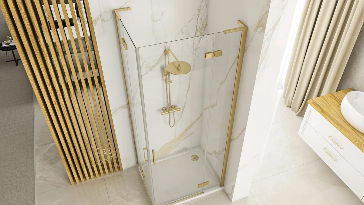 Cabina dus REA Hugo Gold Brush 80x100 - imagine 4