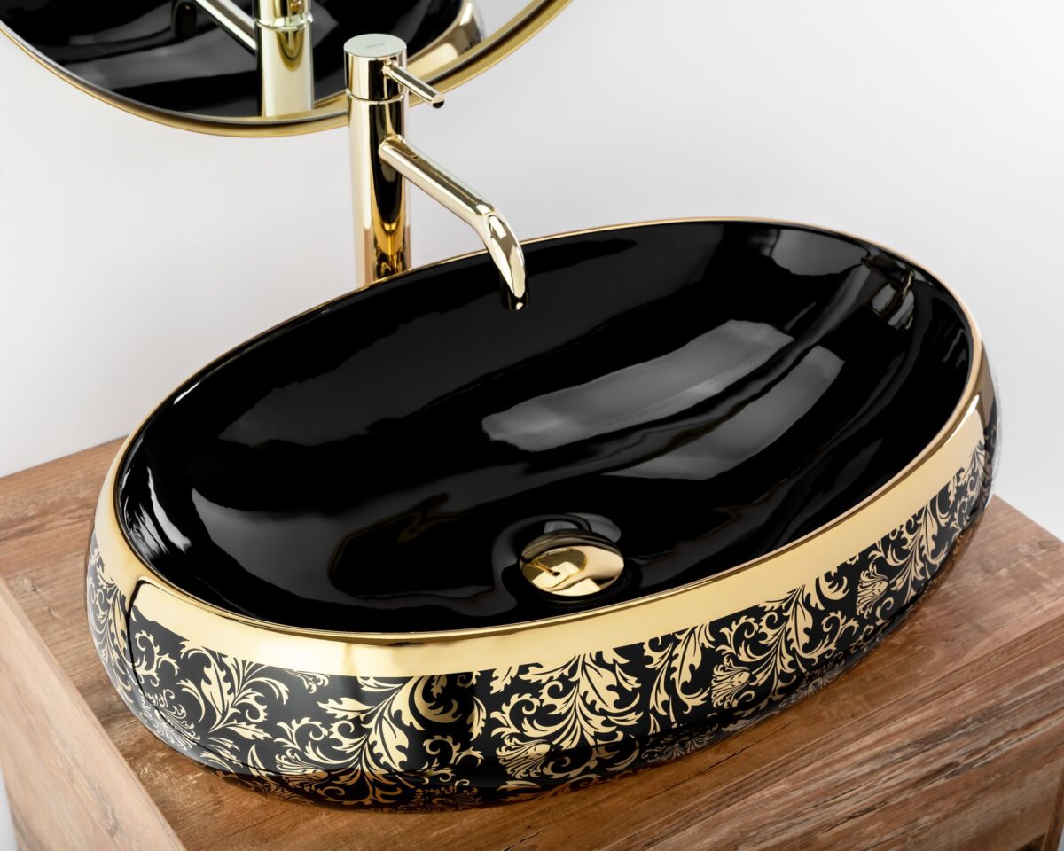 Lavoar pe blat Rea Meryl Black / Gold - imagine 2