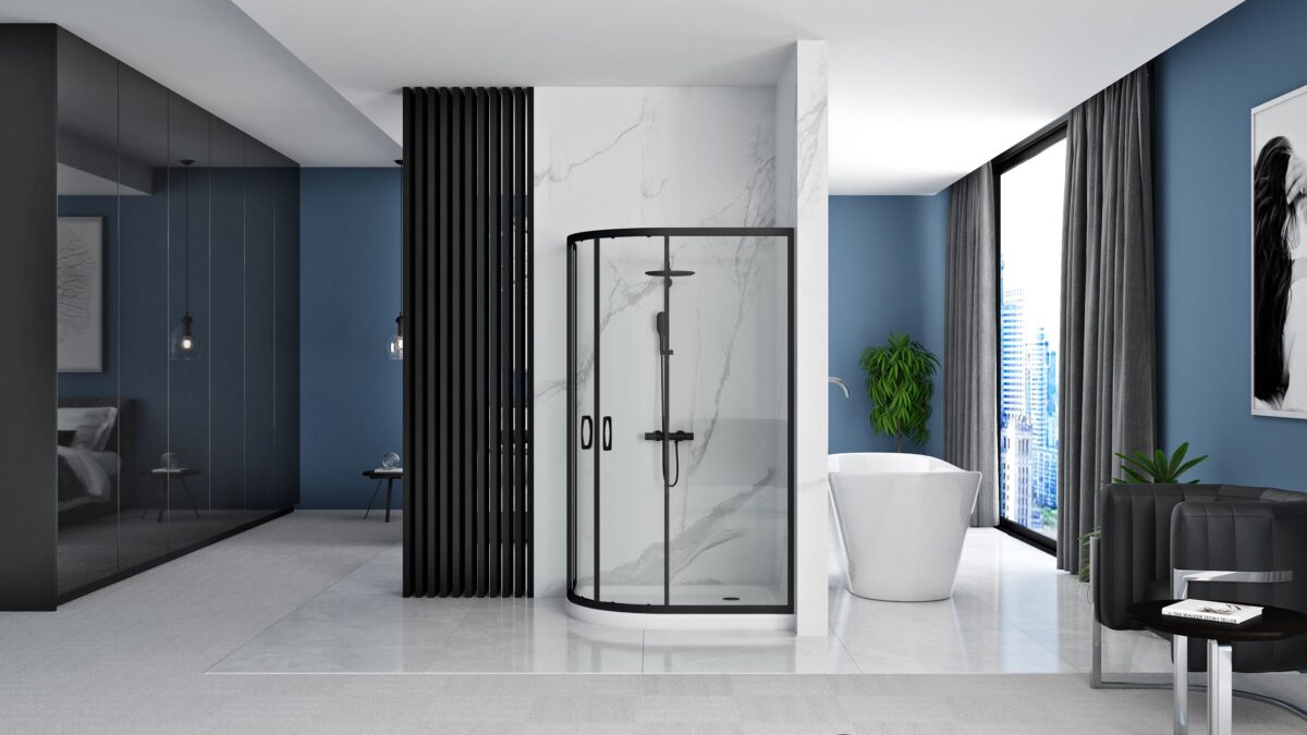 Cabina dus REA Look Black 80x100 + Cada de duș Look White - imagine 2