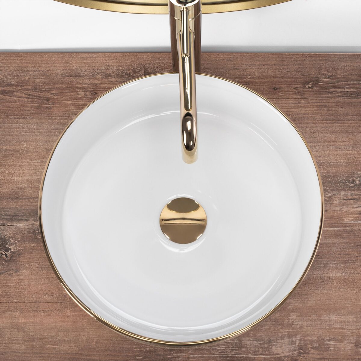 Lavoar pentru blat Rea Sami White Brush Gold - imagine 3