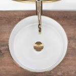 Lavoar pentru blat Rea Sami White Brush Gold - imagine 3