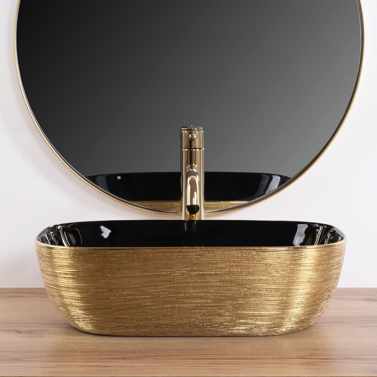 Lavoar pe blat Rea Belinda BLACK  BRUSH GOLD - imagine 2