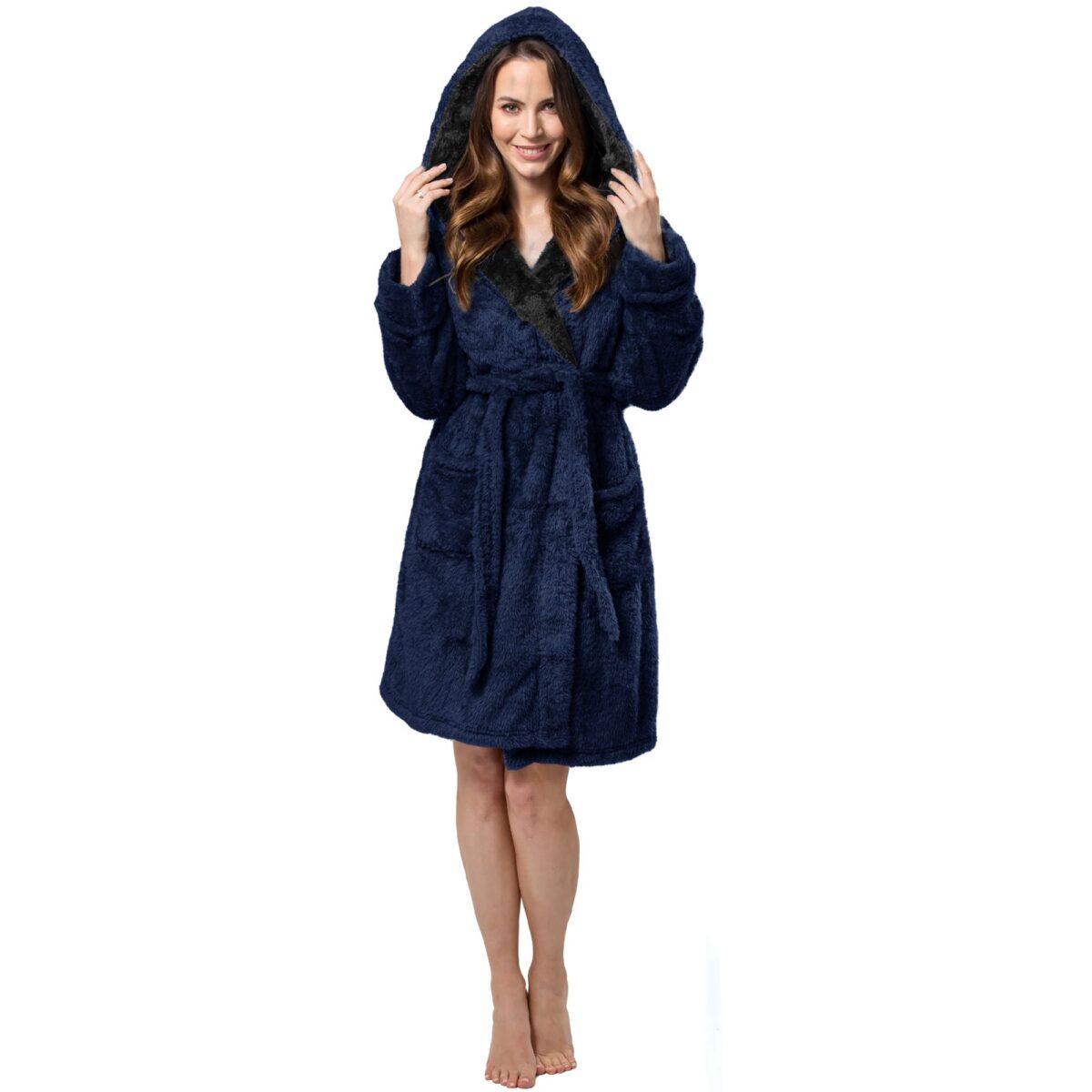 Halat de baie maro-gri Jordan Navy Black women L - imagine 2