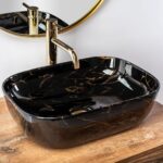 Lavoar pe blat Rea Belinda Black Marble shiny - imagine 2