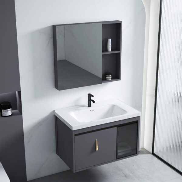 Set mobilier de baie cu lavoar Paris 60cm Grey