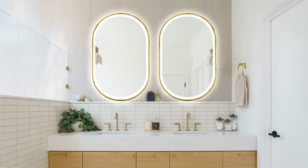 Oglindă LED OLL 60x90 cm Brush Gold - imagine 6