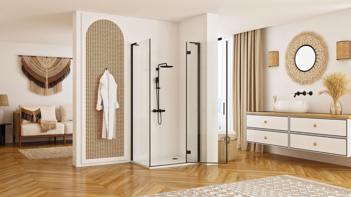Cabina dus REA Hugo Black 80x80 - imagine 2