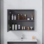 Set mobilier de baie cu lavoar Mario 60cm Grey - imagine 3