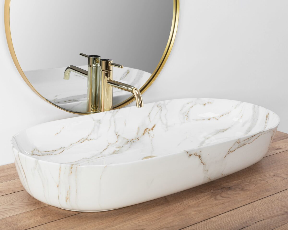 Lavoarul REA CLEO 81 Shiny Aiax din ceramică - imagine 2