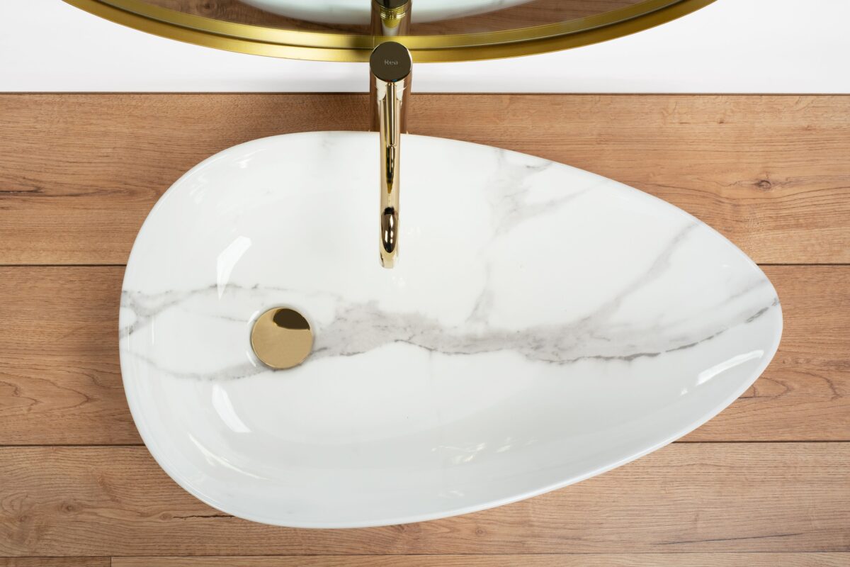 Lavoar pentru blat Rea Greta 65 Bianco Shiny - imagine 2