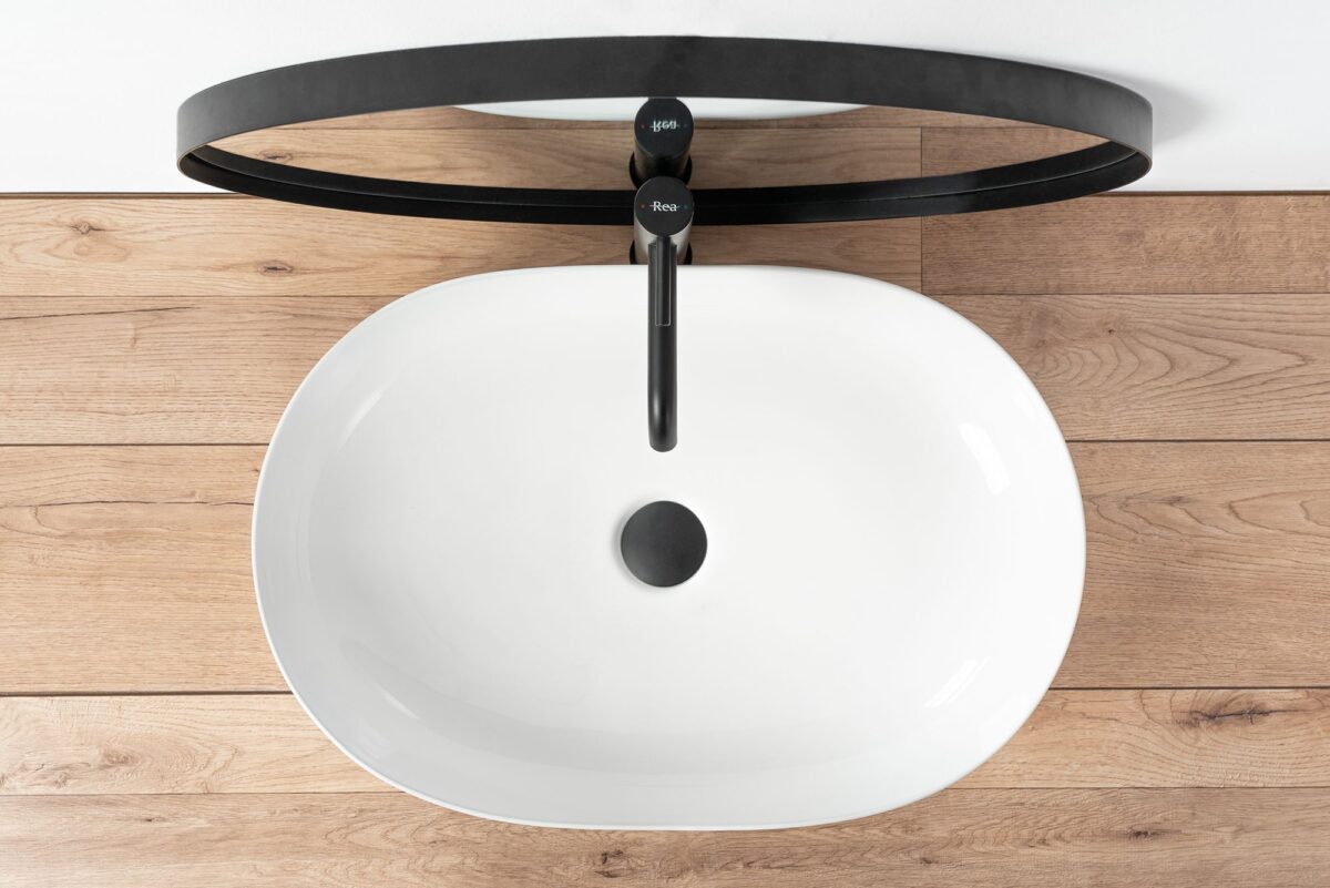 Lavoar ceramic pentru blat CLEO alb - REA - imagine 3
