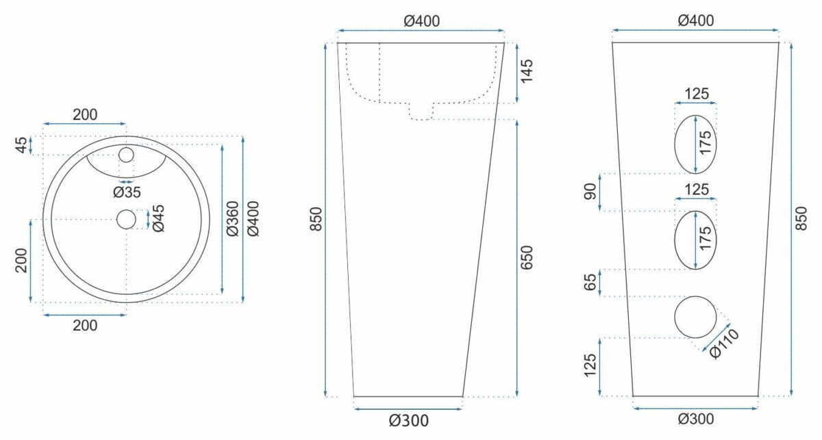 Lavoar freestanding de sine stătător Ceramic Rea Blanka Natural Matt Marmură - imagine 4