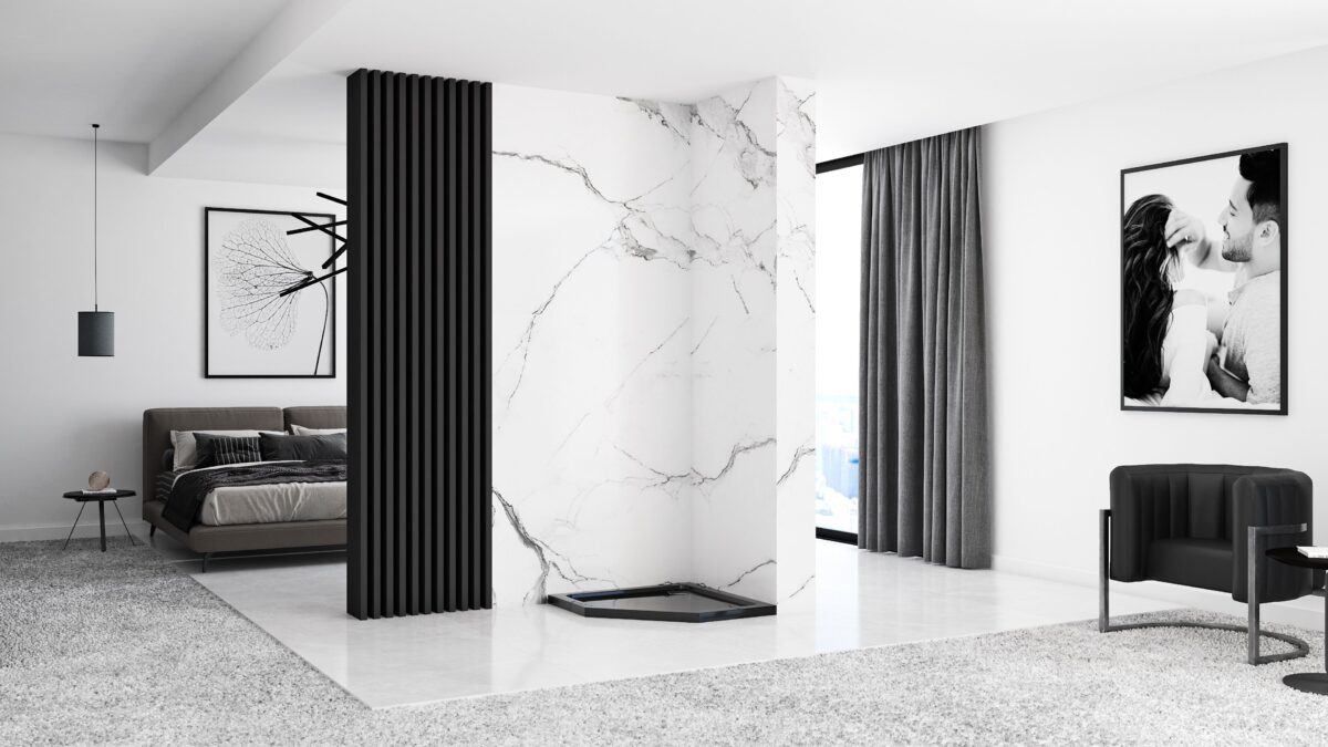 Cadita de dus Diamond Black 90x90 cm negru - imagine 5