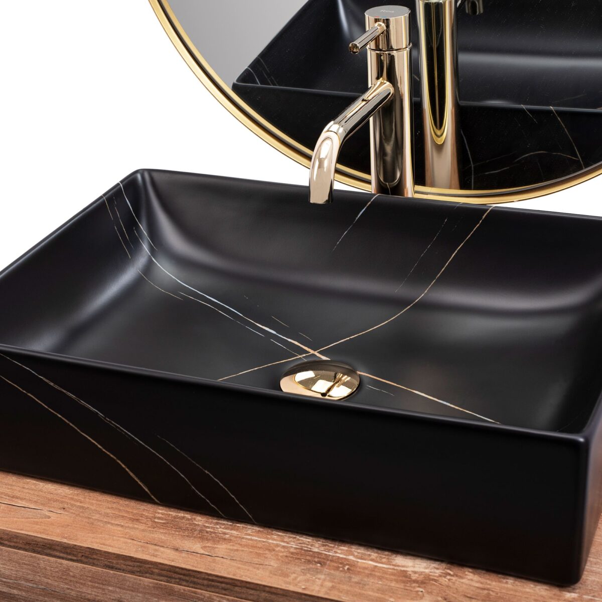 Lavoar pe blat Rea Inga Black Marble Mat - imagine 6