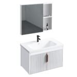Set mobilier de baie cu lavoar Astor 60cm White - imagine 5