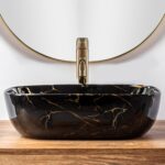 Lavoar pe blat Rea Belinda Black Marble shiny - imagine 3