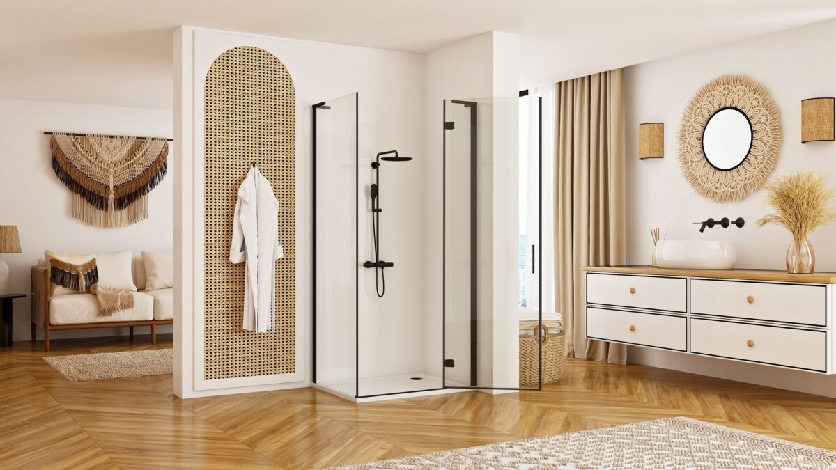 Cabina dus REA Hugo Black 100x80 - imagine 2