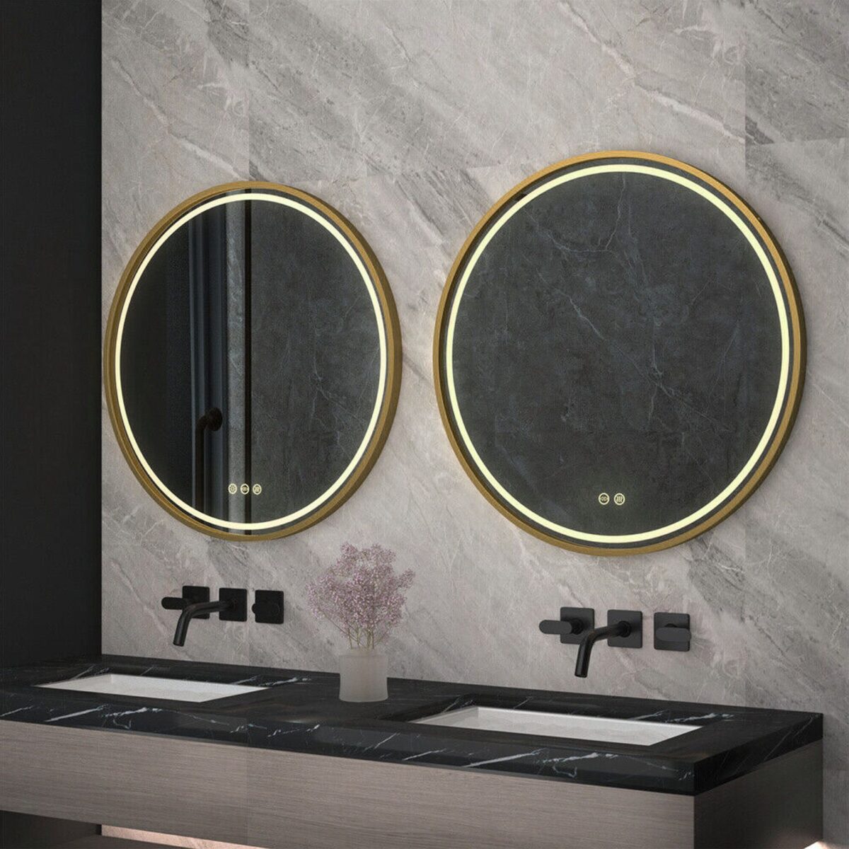 Oglindă LED 90cm MMJ BRUSH GOLD - imagine 3