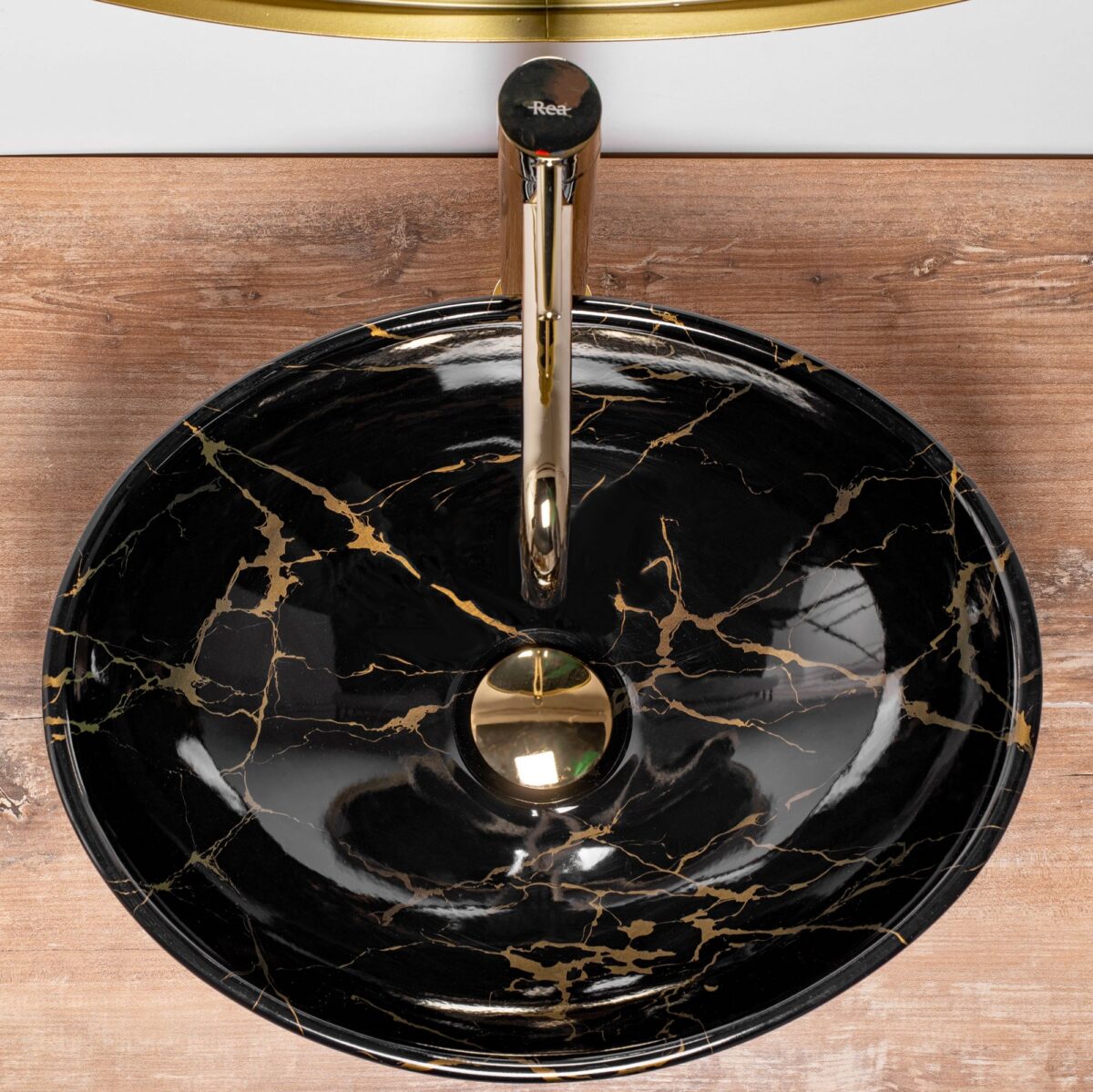 Lavoar pe blat Rea Sofia Black Marble - imagine 2