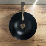Lavoar ceramic pentru blat Rea Stella Black Marble Brush - imagine 2