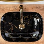 Lavoar pe blat Rea Belinda Black Marble shiny