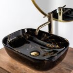 Lavoar pe blat Rea Belinda Black Marble shiny - imagine 4