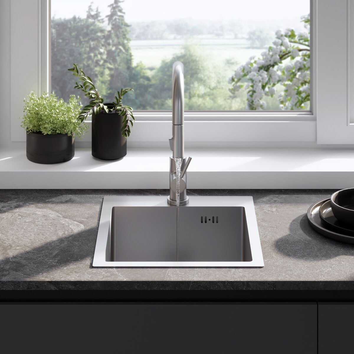 Chiuvetă inox Leo 40 BRUSH NICKEL - imagine 3