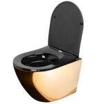 Vas WC suspendabil Carlo Mini Flat Gold/Black - imagine 2