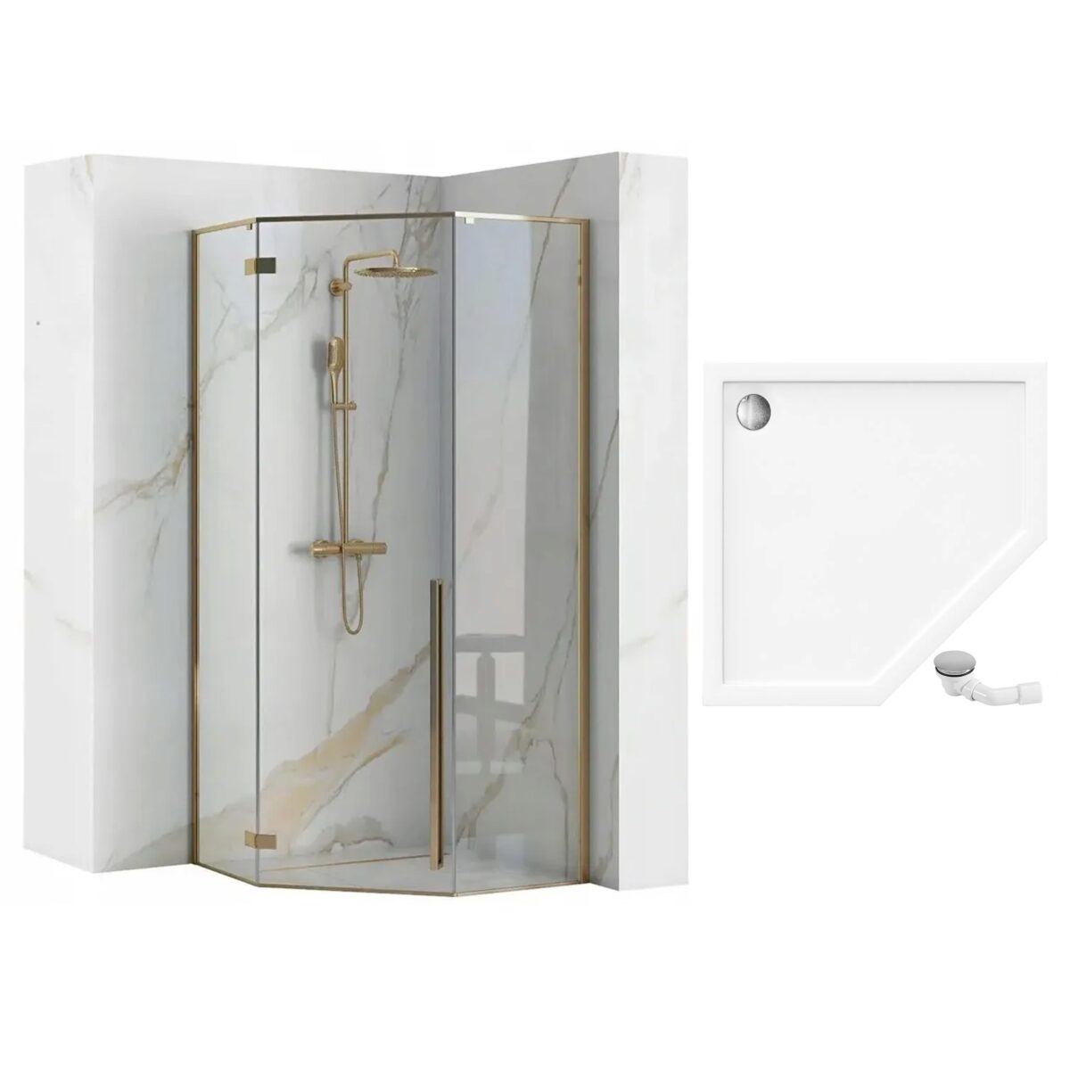 Cabina de dus DIAMOND GOLD  90x90 cm - imagine 7