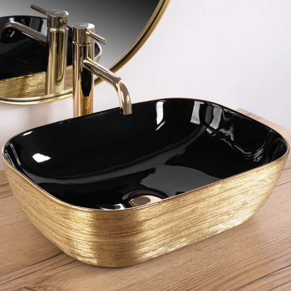 Lavoar pe blat Rea Belinda BLACK  BRUSH GOLD