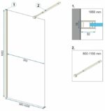 Paravan de dus Rea Aero Auriu 100 Walk In - imagine 4
