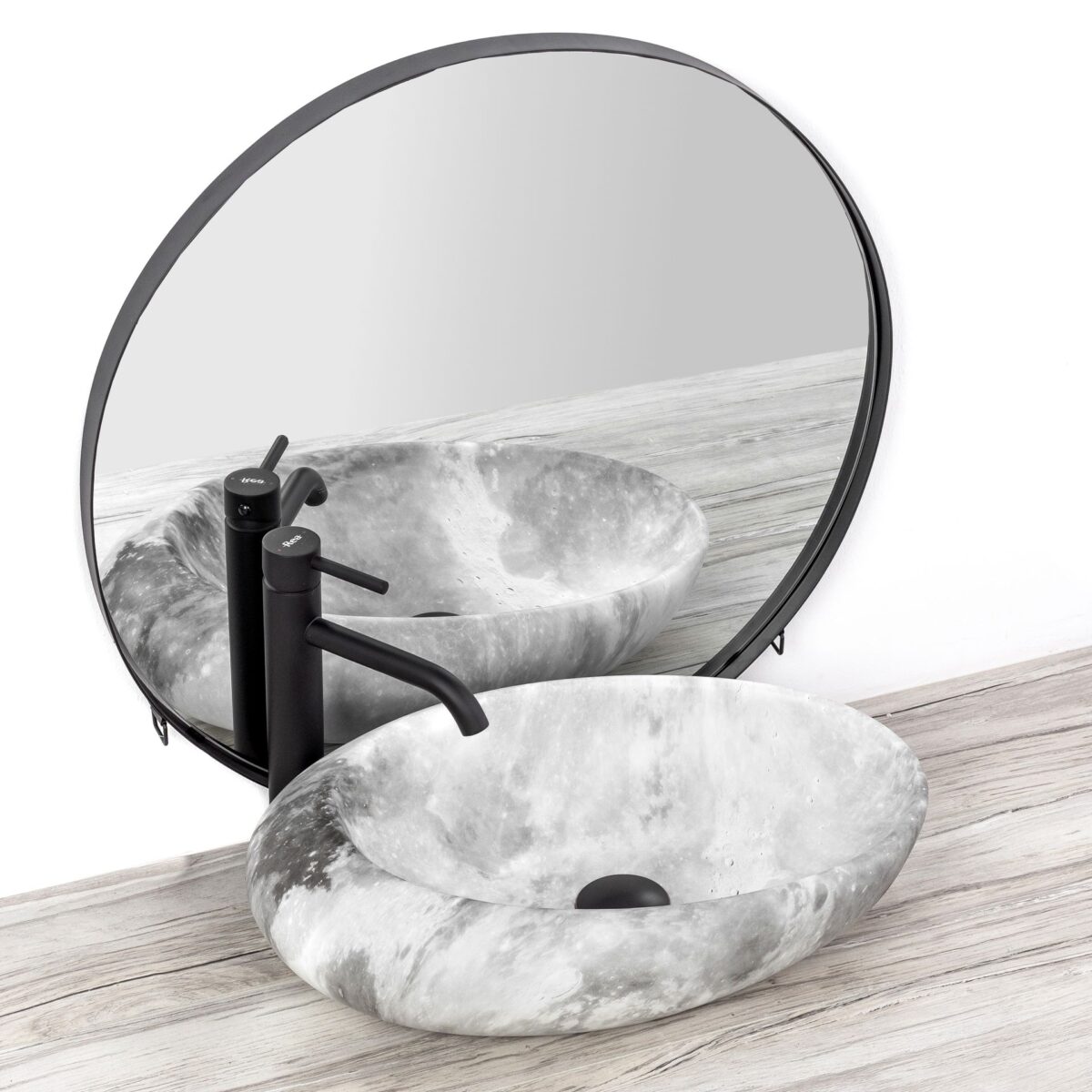 Lavoar pentru blat Rea Roxy C Stone L.GREY - imagine 2