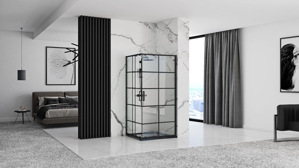 Cabina de dus Rea Concept Black 80x100 - imagine 1