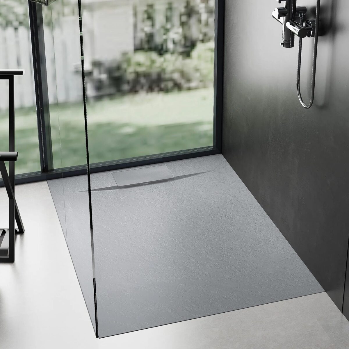 Cadita de dus Rea Bazalt Grey 90x90 - imagine 3