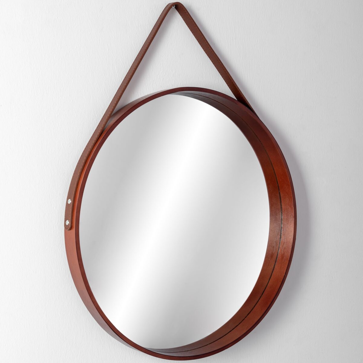 Oglinda rotunda cu rama din lemn LOFT D.Brown 50 cm - imagine 2
