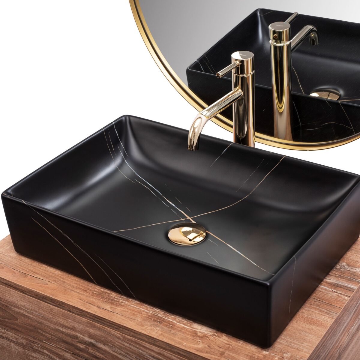 Lavoar pe blat Rea Inga Black Marble Mat - imagine 4