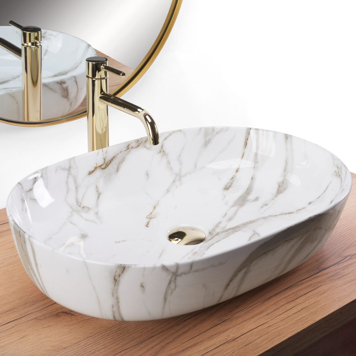 Lavoarul REA CLEO 61 Shiny Aiax din ceramică - imagine 1
