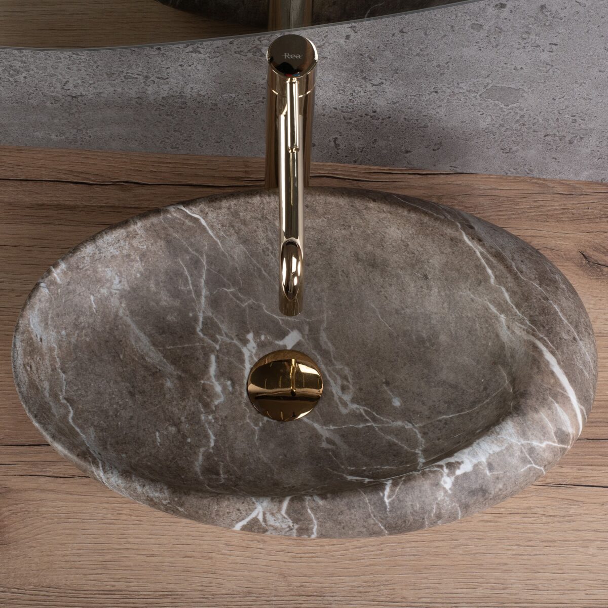 Lavoar pentru blat Rea Roxy B Stone NATURE - imagine 3