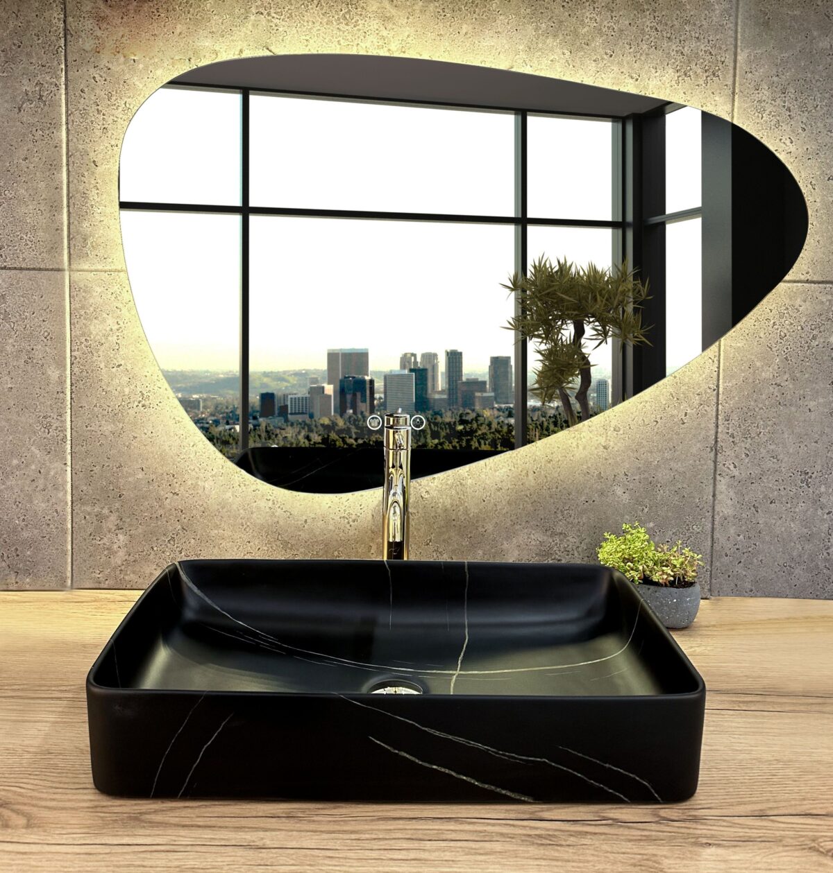 Lavoar pentru blat Denis Black Stone Matt - imagine 1