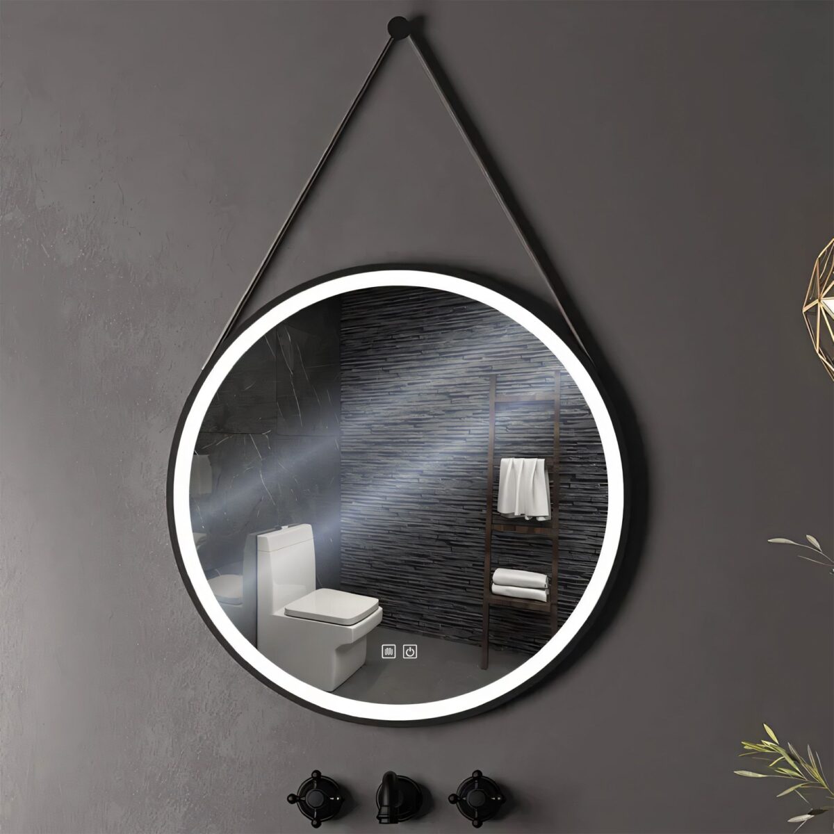 Oglindă Rotundă LED Suspendată pe Curea 70 cm 104 - imagine 9