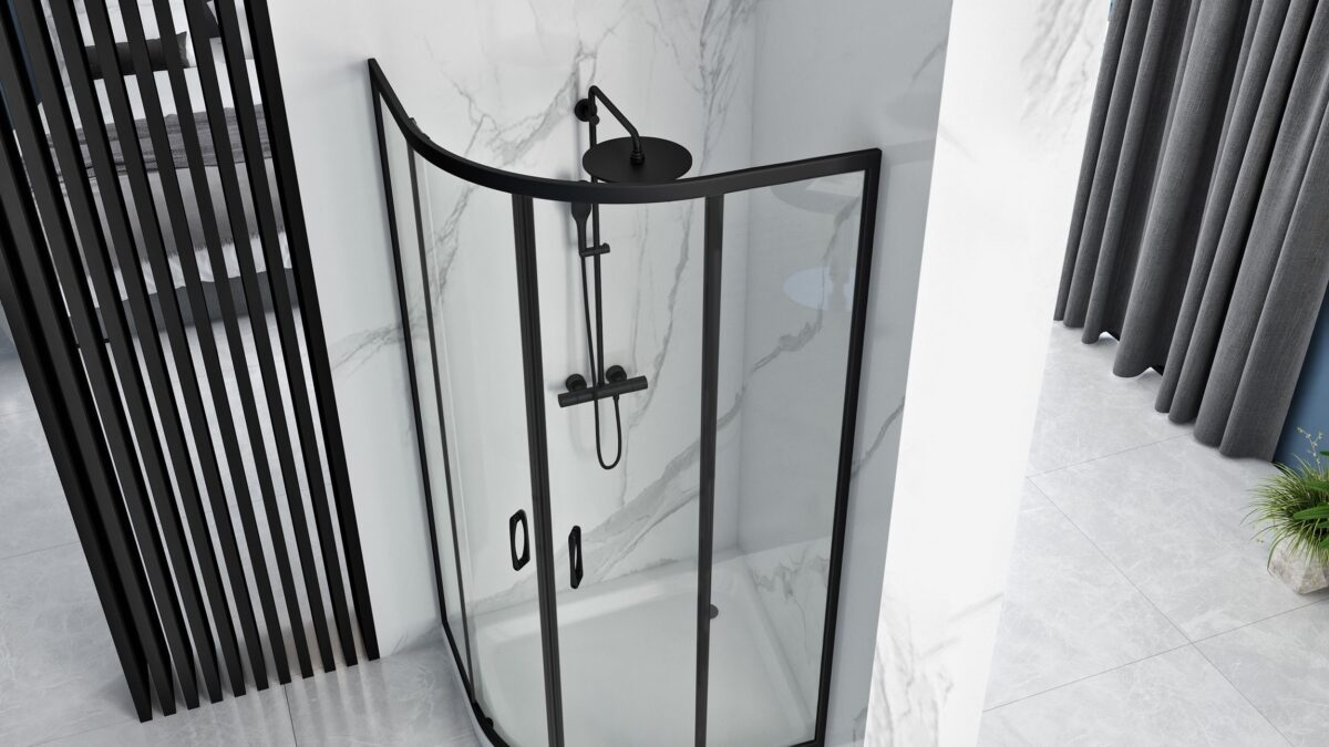Cabina dus REA Look Black 90x90 + Cada de duș Look White - imagine 3