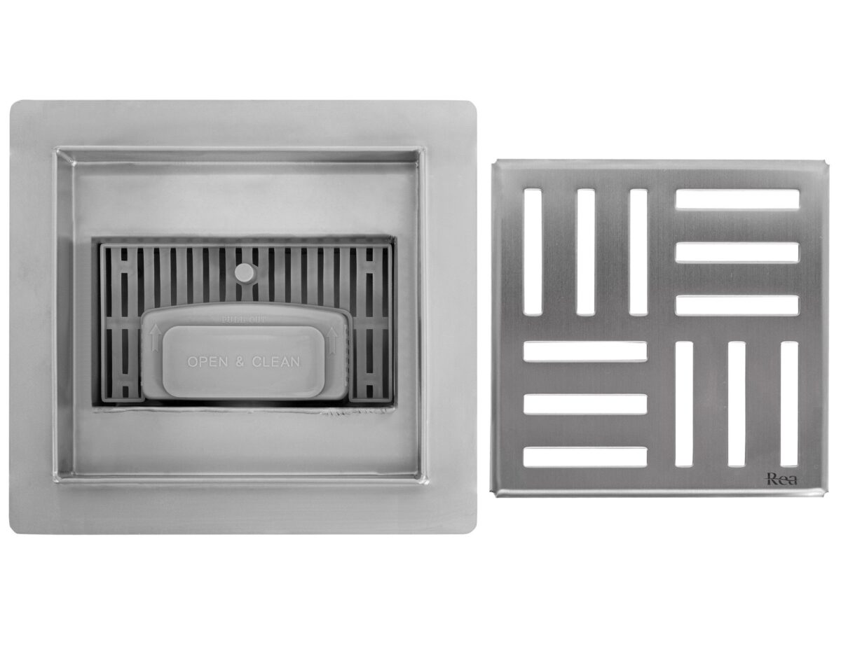 Rigola dus REA CROSS 150x150 Nickel Brush - imagine 5