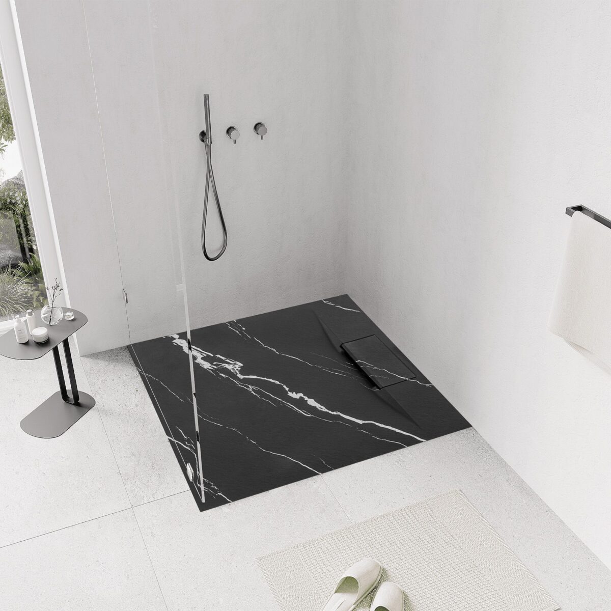 Cada de duș Bazalt CARRARA BLACK 90x90 - imagine 6