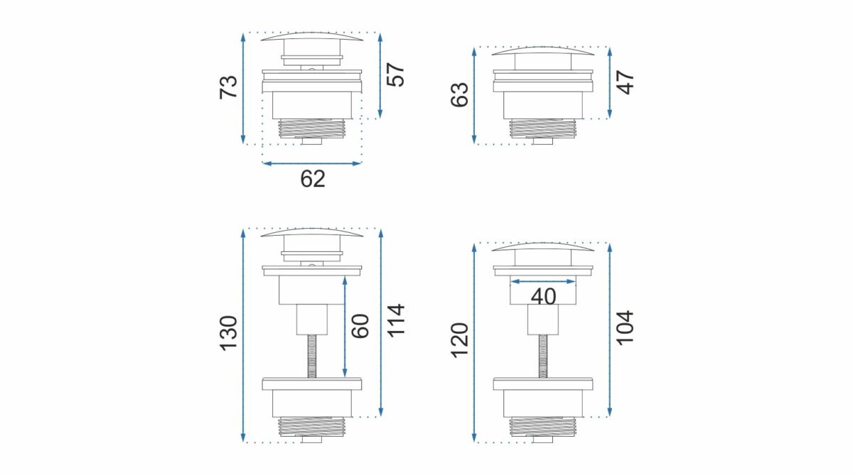 Sifon pentru lavoar Klik-Klak universal Crom - imagine 4